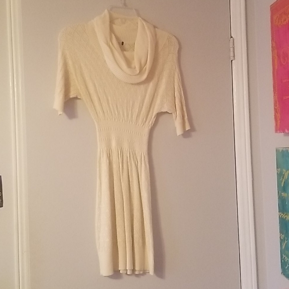 (🏷2/40)Cream knit cowl neck sweater dress - Picture 1 of 4